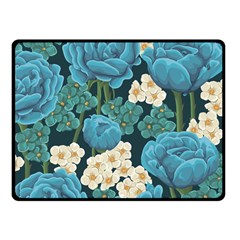 Blue flowers pattern Fleece Blanket (Small)