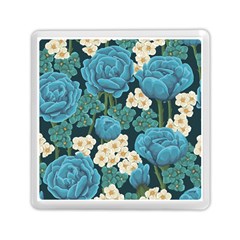 Blue flowers pattern Memory Card Reader (Square)