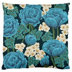 Blue flowers pattern Large Cushion Case (One Side)