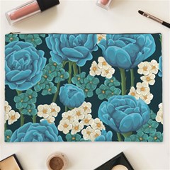 Blue flowers pattern Cosmetic Bag (XXL)