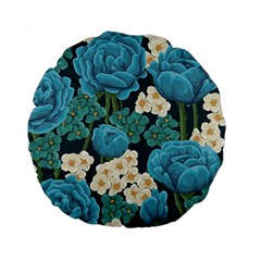 Blue flowers pattern Standard 15  Premium Round Cushions