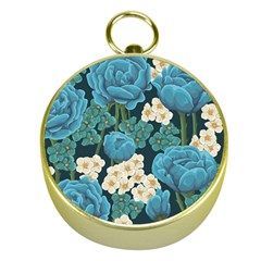 Blue flowers pattern Gold Compasses