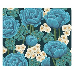 Blue flowers pattern Double Sided Flano Blanket (Small) 