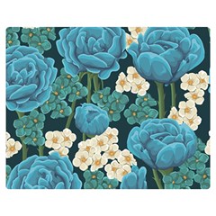 Blue flowers pattern Double Sided Flano Blanket (Medium) 