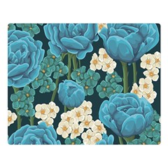 Blue flowers pattern Double Sided Flano Blanket (Large) 