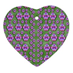 Fantasy Flowers Dancing In The Green Spring Ornament (heart) by pepitasart