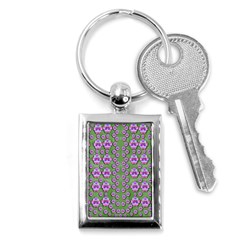 Fantasy Flowers Dancing In The Green Spring Key Chain (rectangle) by pepitasart