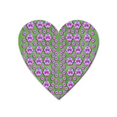 Fantasy Flowers Dancing In The Green Spring Heart Magnet by pepitasart