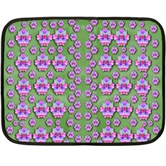 Fantasy Flowers Dancing In The Green Spring Fleece Blanket (mini) by pepitasart