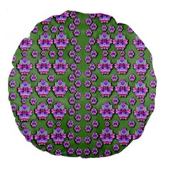 Fantasy Flowers Dancing In The Green Spring Large 18  Premium Round Cushions by pepitasart