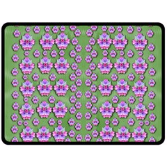 Fantasy Flowers Dancing In The Green Spring Double Sided Fleece Blanket (large) 