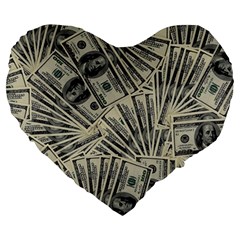 Hundred Dollars Large 19  Premium Heart Shape Cushions by snowwhitegirl