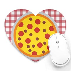 Pizza Table Pepperoni Sausage Copy Heart Mousepads by Nexatart