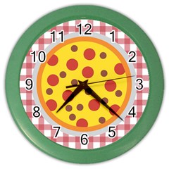 Pizza Table Pepperoni Sausage Copy Color Wall Clock by Nexatart