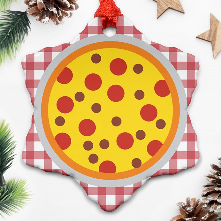 Pizza Table Pepperoni Sausage Copy Snowflake Ornament (Two Sides)