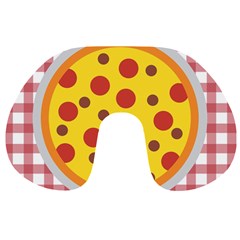 Pizza Table Pepperoni Sausage Copy Travel Neck Pillow by Nexatart