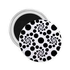 Dot Dots Round Black And White 2 25  Magnets by Nexatart