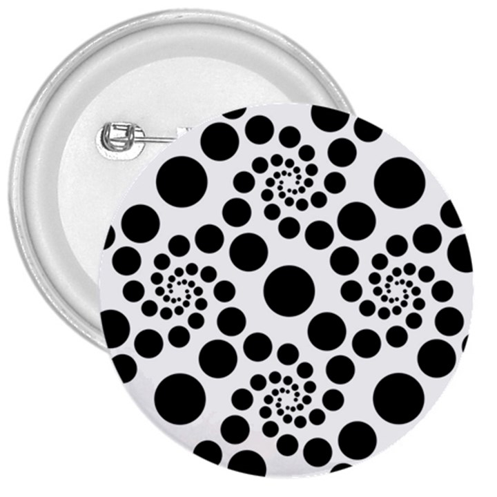 Dot Dots Round Black And White 3  Buttons