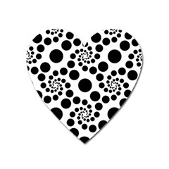 Dot Dots Round Black And White Heart Magnet by Nexatart