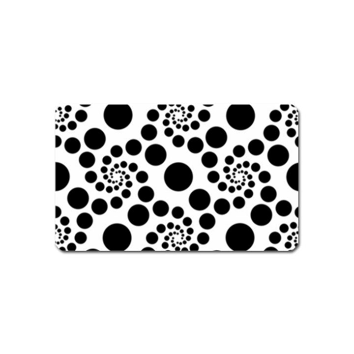 Dot Dots Round Black And White Magnet (Name Card)