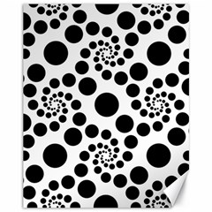 Dot Dots Round Black And White Canvas 11  X 14 