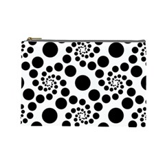 Dot Dots Round Black And White Cosmetic Bag (large) by Nexatart