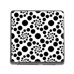 Dot Dots Round Black And White Memory Card Reader (square 5 Slot) by Nexatart