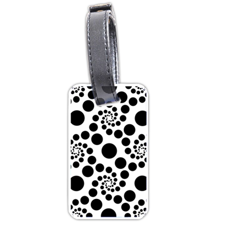 Dot Dots Round Black And White Luggage Tag (one side)