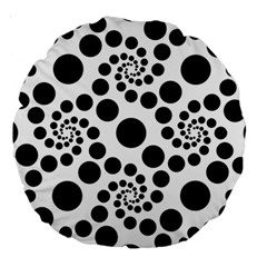 Dot Dots Round Black And White Large 18  Premium Round Cushions by Nexatart