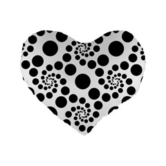 Dot Dots Round Black And White Standard 16  Premium Heart Shape Cushions by Nexatart