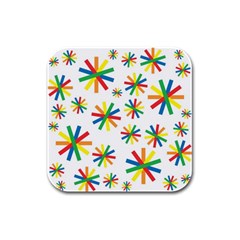 Celebrate Pattern Colorful Design Rubber Square Coaster (4 Pack)  by Nexatart