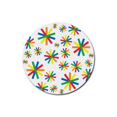 Celebrate Pattern Colorful Design Rubber Coaster (round)  by Nexatart