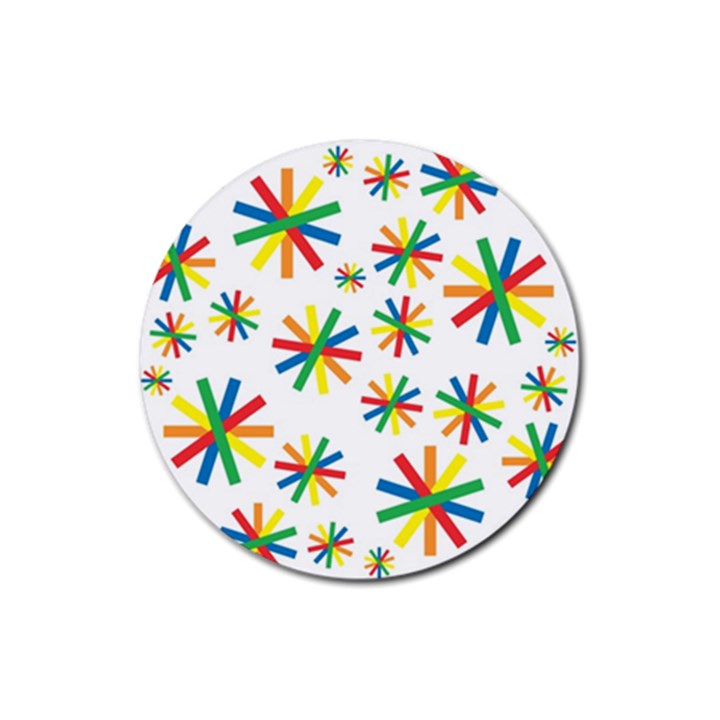 Celebrate Pattern Colorful Design Rubber Coaster (Round) 