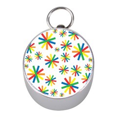 Celebrate Pattern Colorful Design Mini Silver Compasses by Nexatart