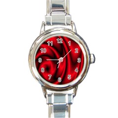 Background Red Color Swirl Round Italian Charm Watch