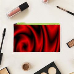 Background Red Color Swirl Cosmetic Bag (xs) by Nexatart