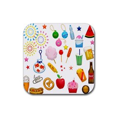 Summer Fair Food Goldfish Rubber Coaster (square)  by Nexatart