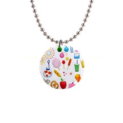 Summer Fair Food Goldfish 1  Button Necklace by Nexatart