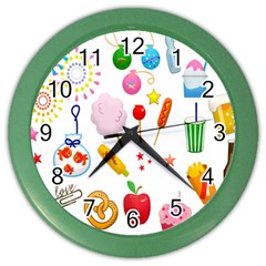 Summer Fair Food Goldfish Color Wall Clock by Nexatart