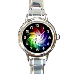 Rainbow Swirl Twirl Round Italian Charm Watch by Nexatart