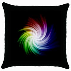 Rainbow Swirl Twirl Throw Pillow Case (black) by Nexatart