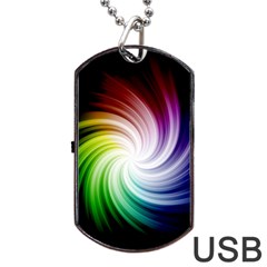 Rainbow Swirl Twirl Dog Tag Usb Flash (one Side) by Nexatart