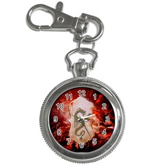 Wonderful Chinese Dragon With Flowers On The Background Key Chain Watches by FantasyWorld7