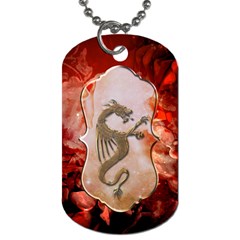 Wonderful Chinese Dragon With Flowers On The Background Dog Tag (one Side) by FantasyWorld7