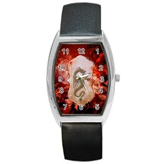 Wonderful Chinese Dragon With Flowers On The Background Barrel Style Metal Watch by FantasyWorld7