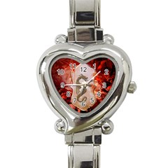 Wonderful Chinese Dragon With Flowers On The Background Heart Italian Charm Watch by FantasyWorld7