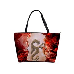 Wonderful Chinese Dragon With Flowers On The Background Classic Shoulder Handbag by FantasyWorld7