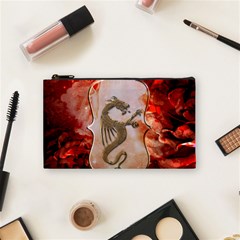 Wonderful Chinese Dragon With Flowers On The Background Cosmetic Bag (small) by FantasyWorld7