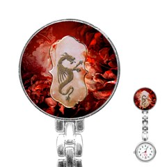 Wonderful Chinese Dragon With Flowers On The Background Stainless Steel Nurses Watch by FantasyWorld7