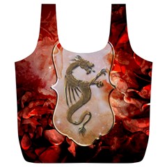 Wonderful Chinese Dragon With Flowers On The Background Full Print Recycle Bag (xl)